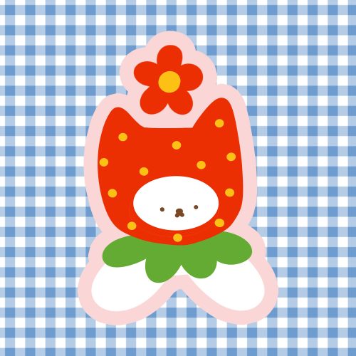 Sticker gatito frutilla